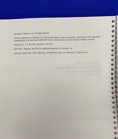 TEKTRONIX ® TDS5000B SERIES / 071-1355-02 DIGITAL PHOSPHOR OSCILLOSCOPES MANUAL