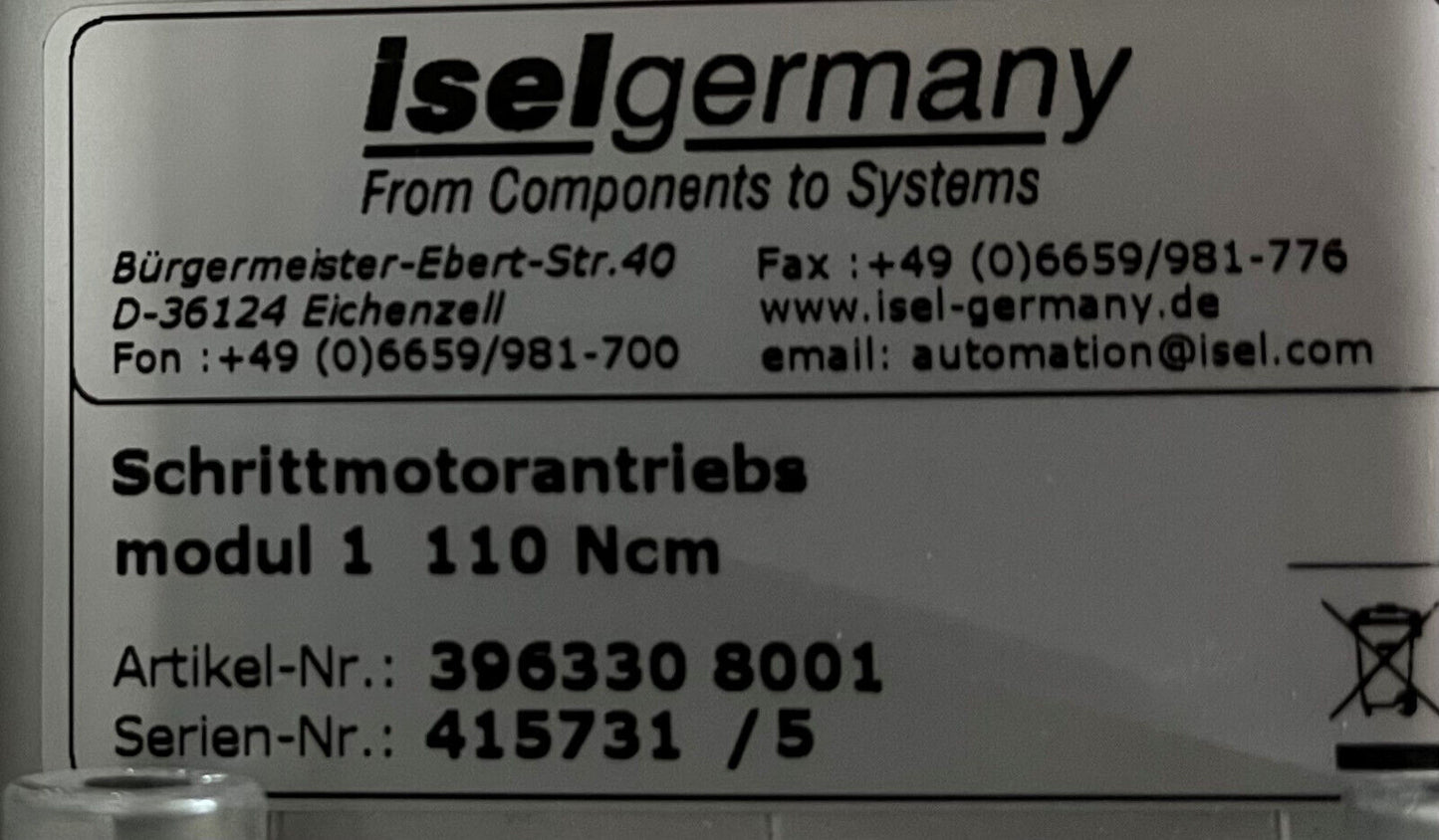 ISEL Linear Actuator 850&400 2 Stepper Motors 396330 8001 & 4 Axis CONTROLLER