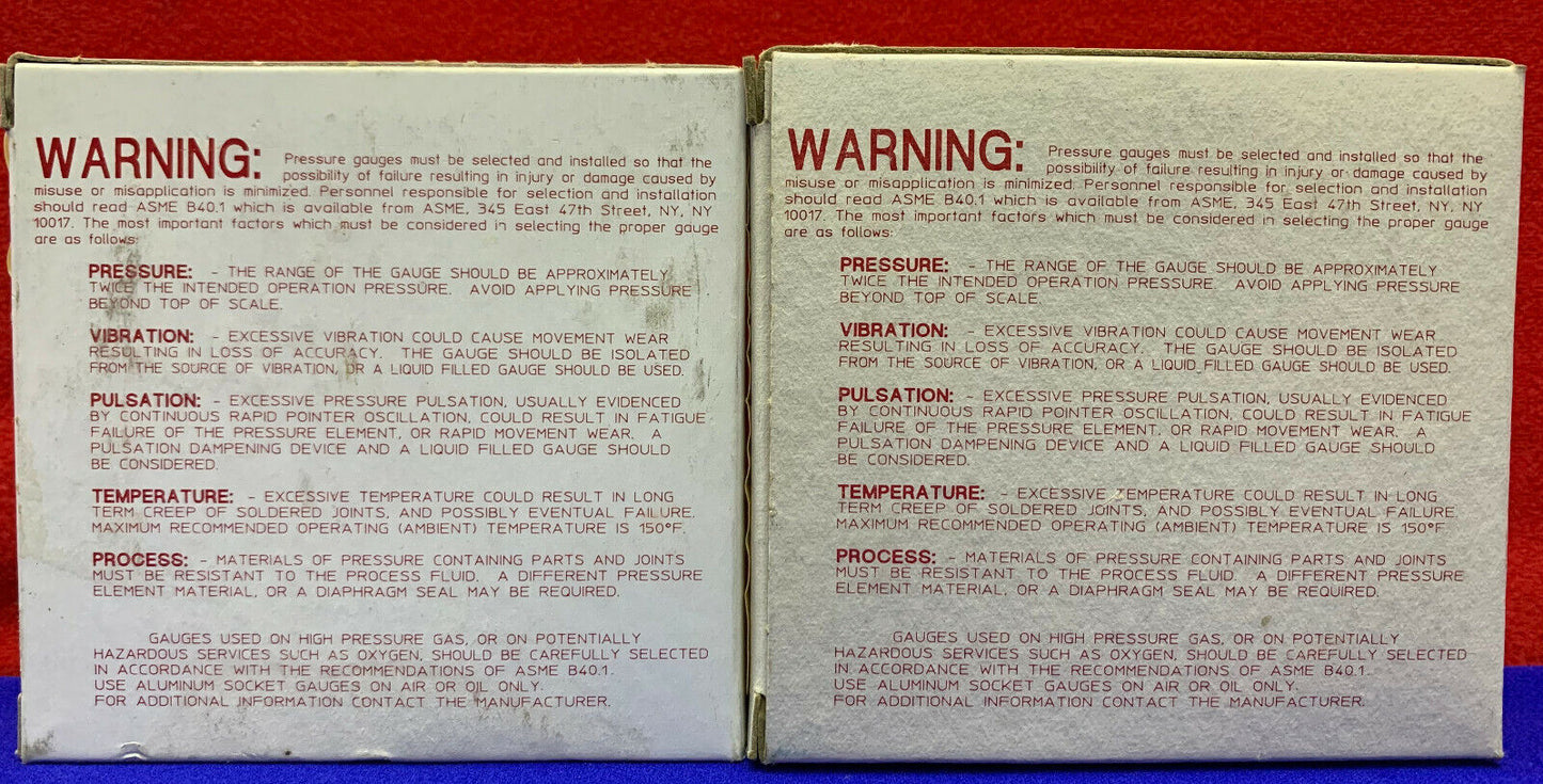 QTY 2 - ASHCROFT 2C783 PRESSURE GAUGES / GAGES