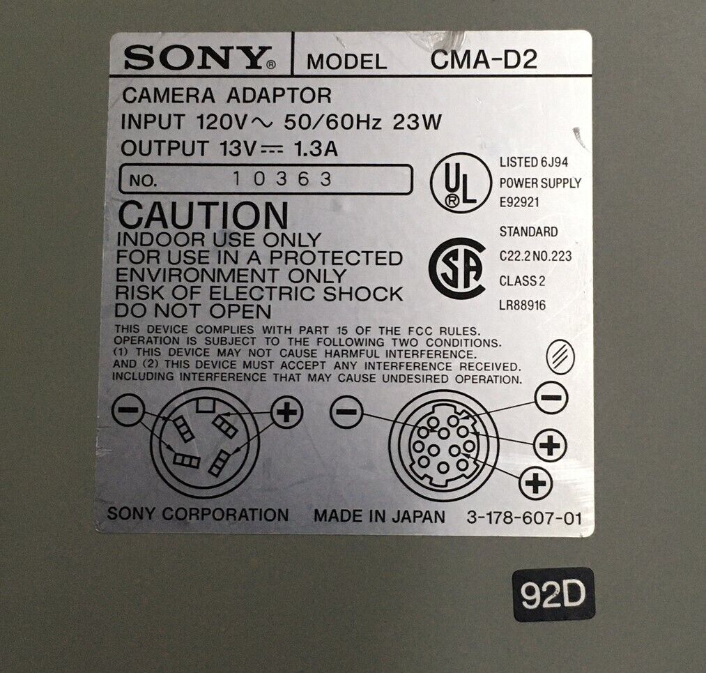 SONY CAMERA ADAPTER / CONTROLLER CMA-D2