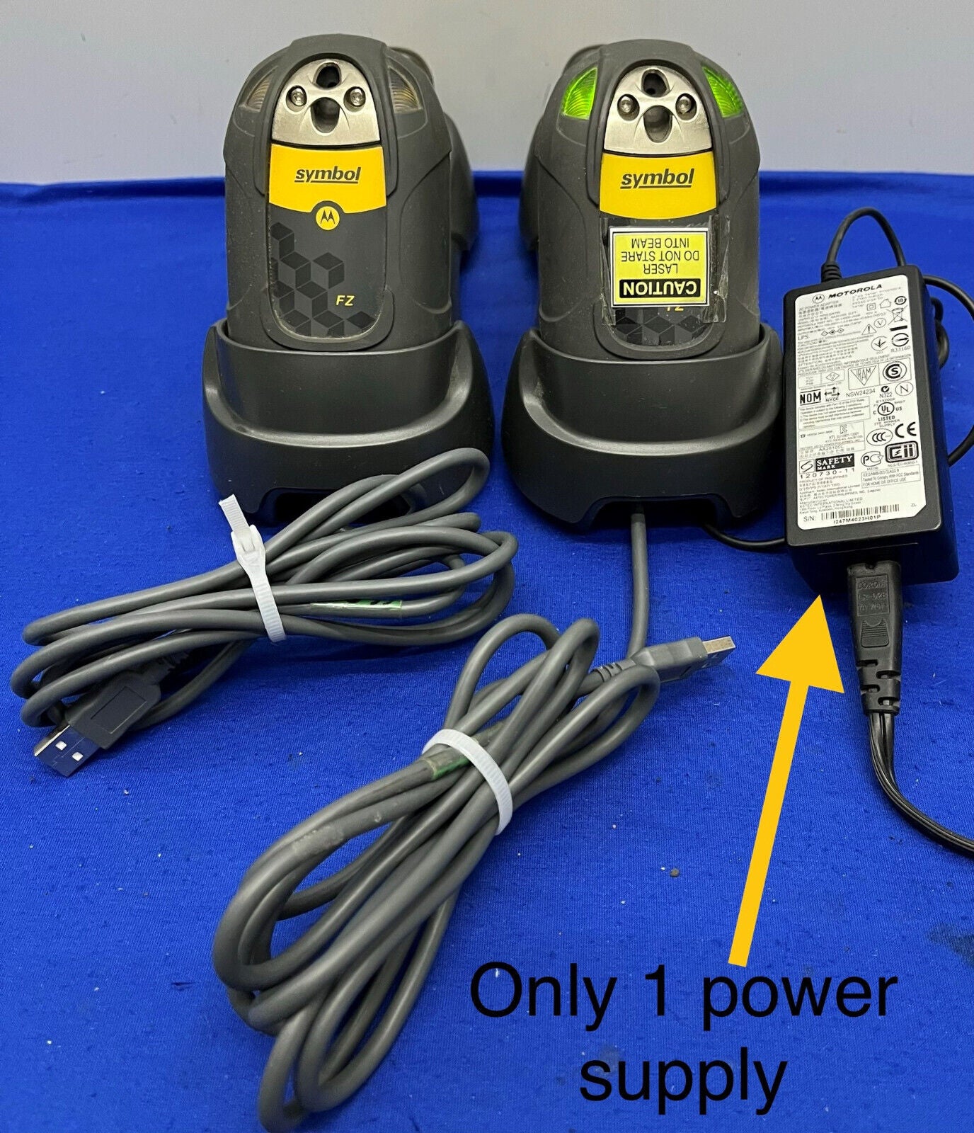 SYMBOL MOTOROLA BARCODE SCANNER LS3578 w/ CHARGING STATION - 1 LOT QTY 2