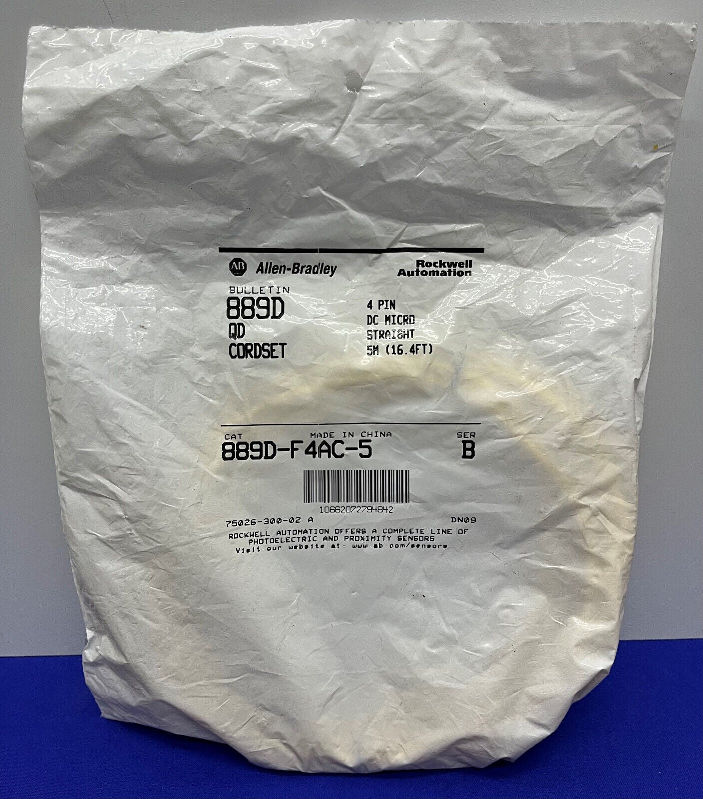 AB ALLEN BRADLEY 889D-F4AC-5 Ser. b 889D QD-KABELSATZ 4-POLIG DC MICRO 5 M (16,4 FT)