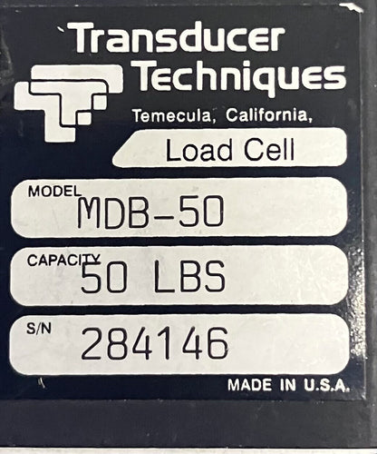 TRANSDUCER TECHNIQUES MDB-50 ULTRA PRECISION COMPRESSION LOAD CELL, 50LBS