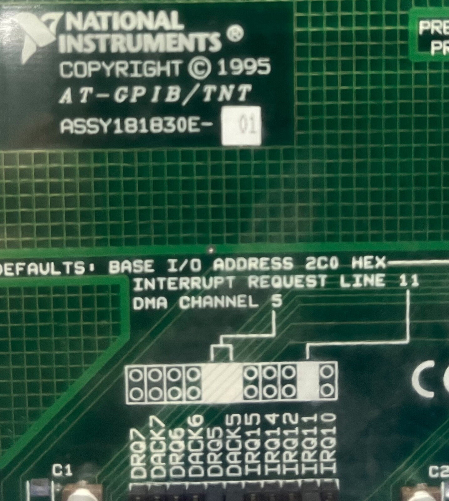 PLACA DE INTERFAZ AT-GPIB/TNT CCA DE NATIONAL INSTRUMENTS NO PROBADA 