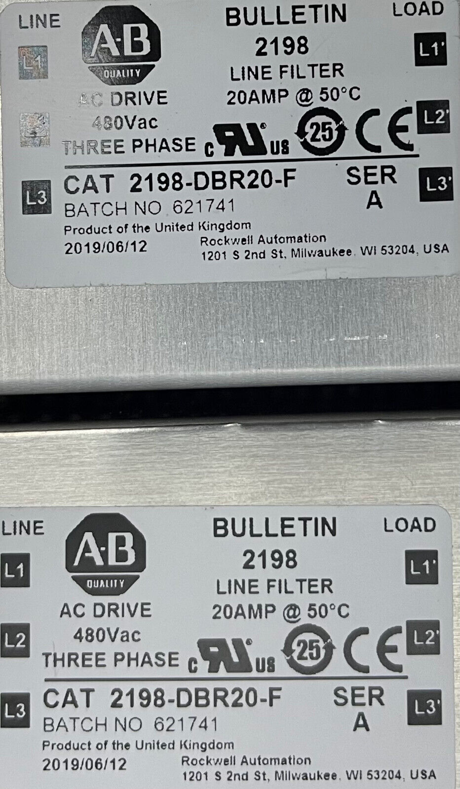 Allen Bradley AB 2198 KINETIX 5700 ENC-LEITUNGSFILTER 2198-DBR20-F SER A – MENGE 2