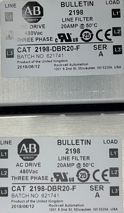 Allen Bradley AB 2198 KINETIX 5700 ENC-LEITUNGSFILTER 2198-DBR20-F SER A – MENGE 2