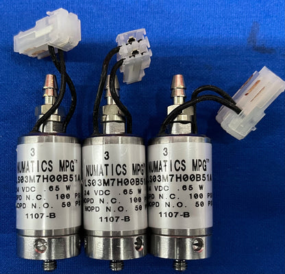 1 LOT QTY OF 6 - NUMATICS MPG LS03M7H00B51A VALVE 24VDC .65W 100/50 PSI 1107-B