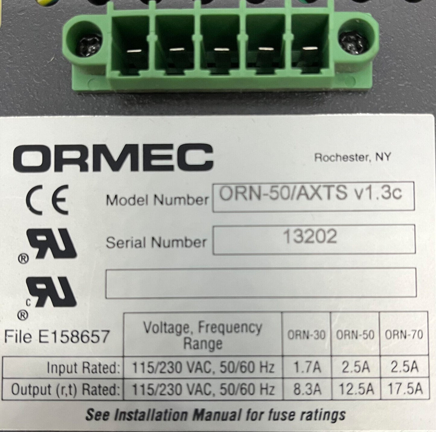 ORMEC MOTION CONTROLLER SERVO ORN-50/AXTS V1.3C 5-SLOT-PROZESSOR - TEILE/REPARATUR 