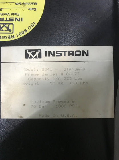 INSTRON 8841 STANDARD HYDRAULIC DYNAMIC TENSILE TEST SYSTEM  225LBS PARTS/REPAIR