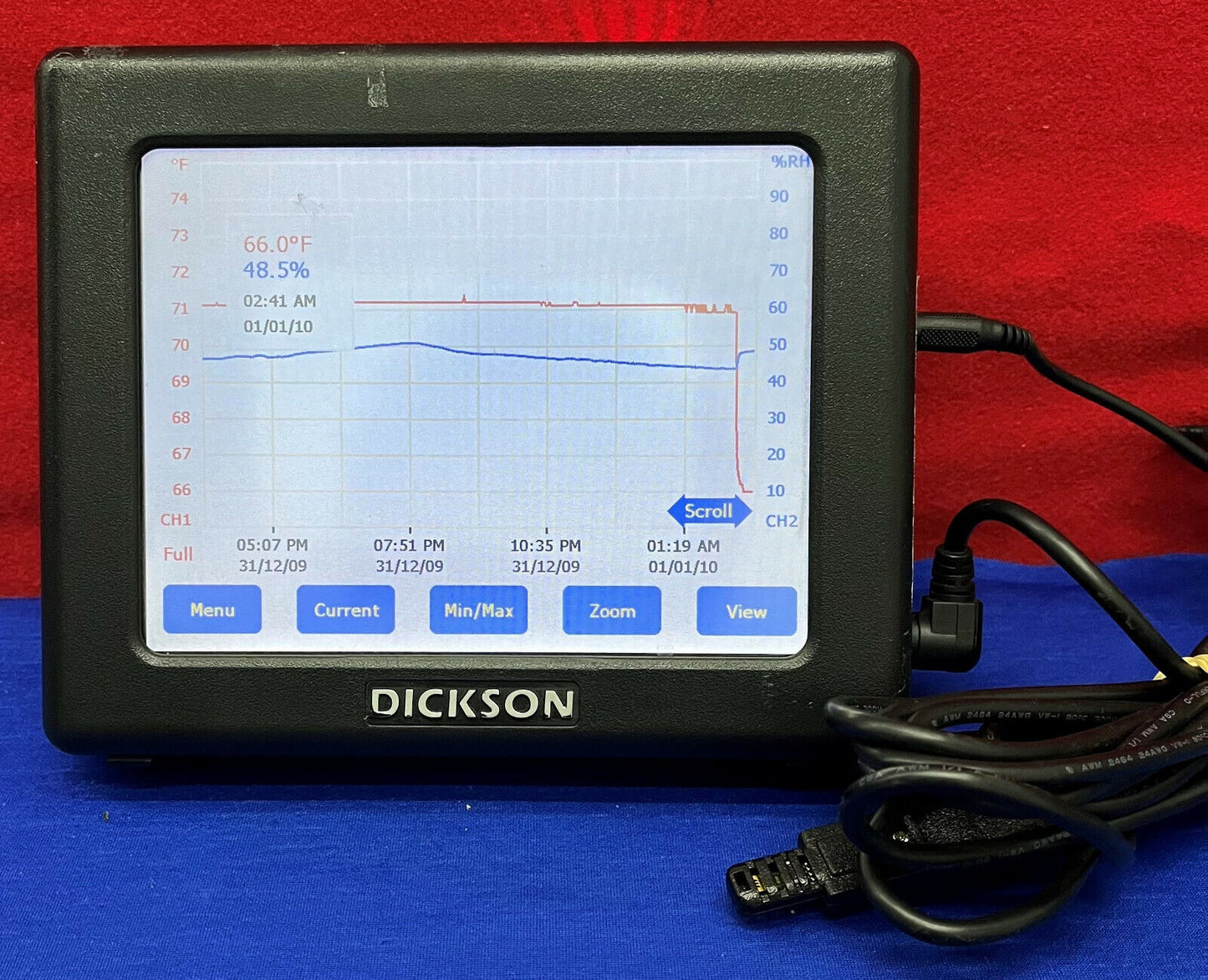 Dickson FH525 Touchscreen Temperature / Humidity Data Logger NO PROBE INCLUDED