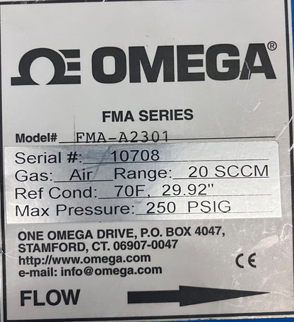 OMEGA ENGINEERING FMA-A2301 SENSOR MEDIDOR DE FLUJO MÁSICO CON PANTALLA FMA-A2301