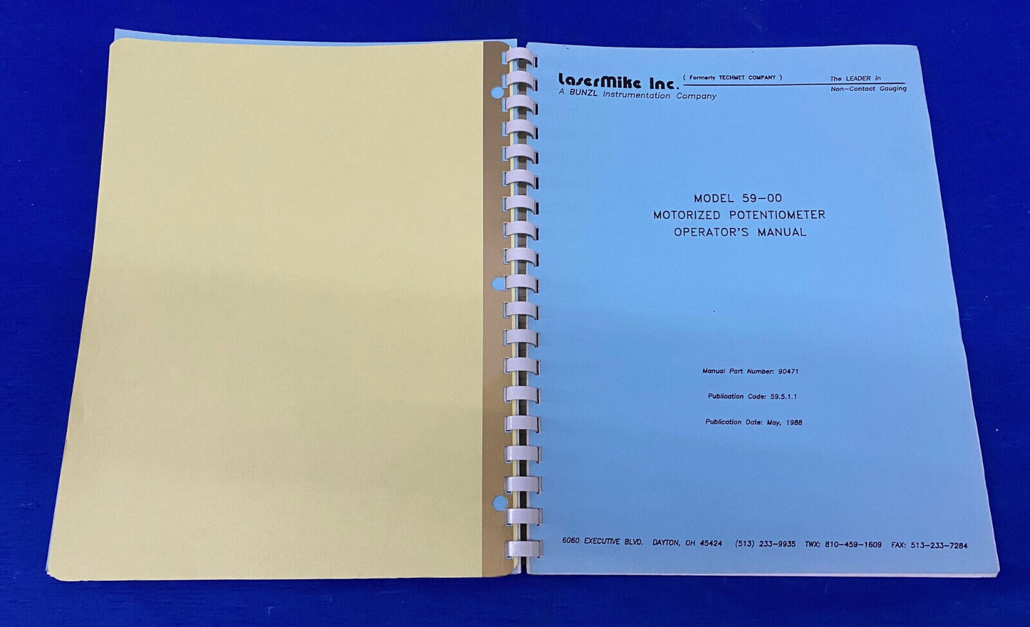 LASERMIKE OPERATOR'S MANUAL FOR MODELS 1040, 162-00/90924  & 59-00/90471