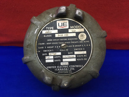 UE UNITED ELECTRICAL DIFFERENTIAL PRESSURE SWITCH J96AX 417 HAZARD LOCATION USE