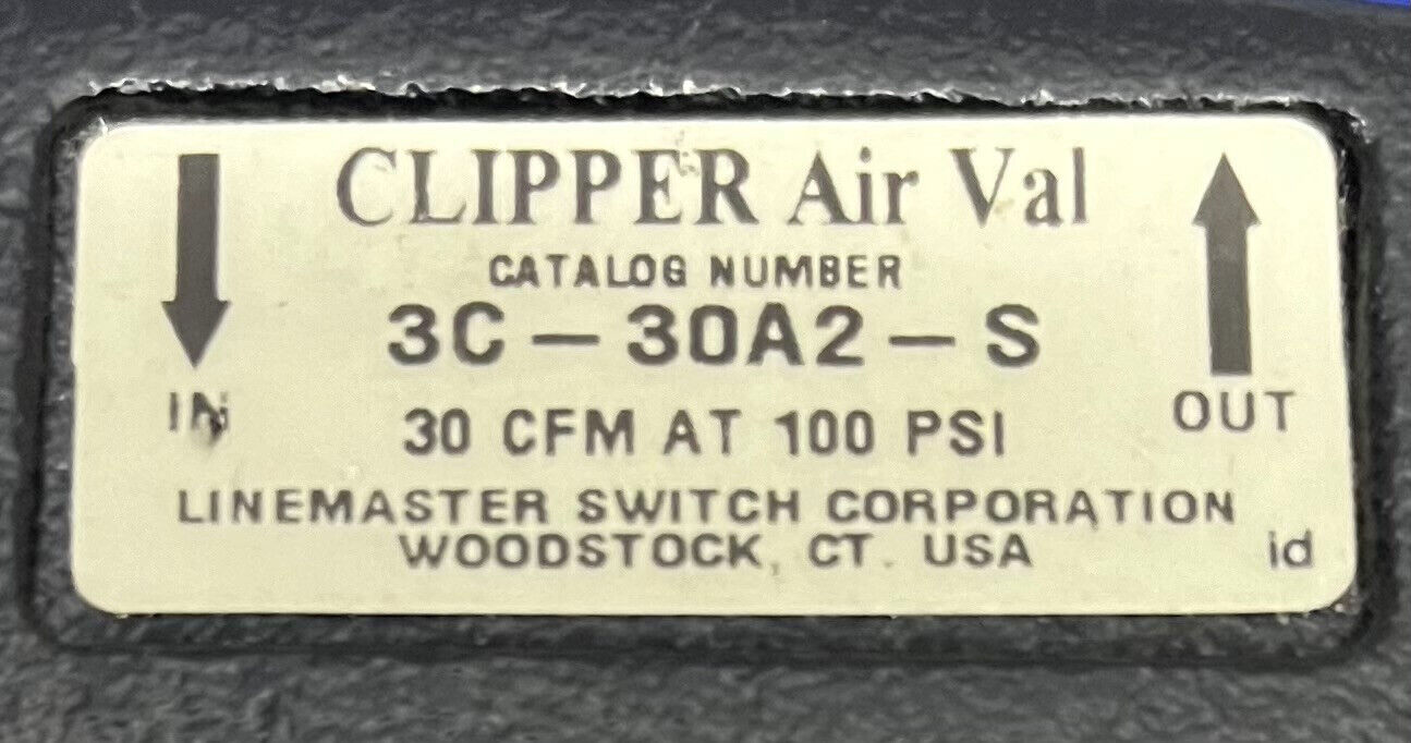 INTERRUPTOR DE PIE LINEMASTER SWITCH CORP; CAT. N.° 3C-30A2-5; VÁLVULA DE AIRE CLIPPER, 30 CFM C 10