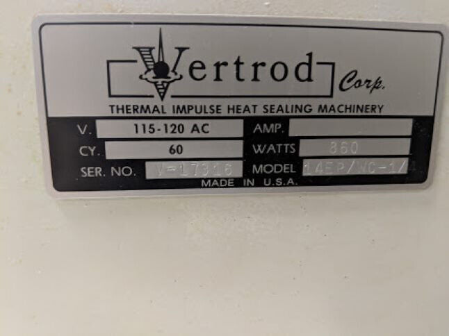 VERTROD 14EP  /WC-1/4 THERMAL IMPLUSE HEAT SEALER