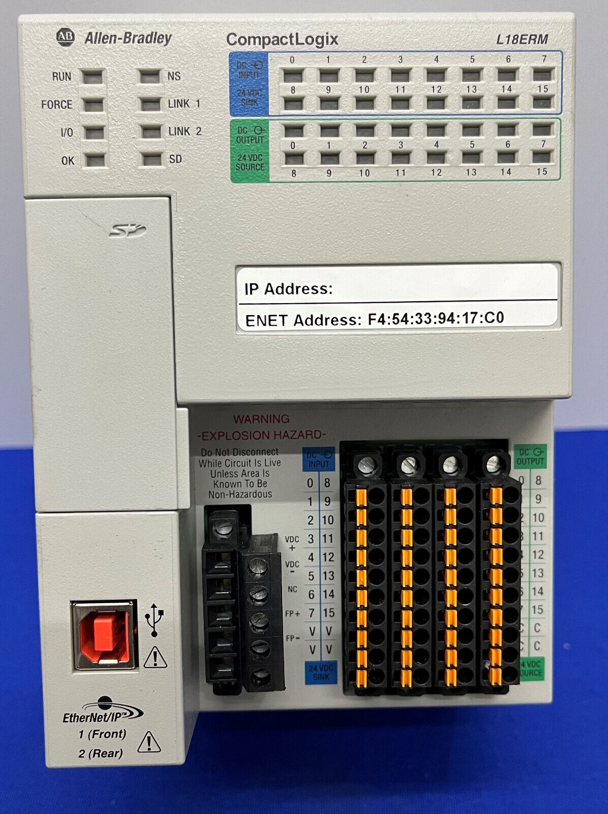 CONTROLADOR ALLEN BRADLEY COMPACTLOGIC DE 0,5 MB 1769-L18ERM-BB1B SERIE B