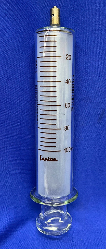 SANITEX ETERNA-MATIC 100ml GLASS SYRINGE METAL LUER LOCK