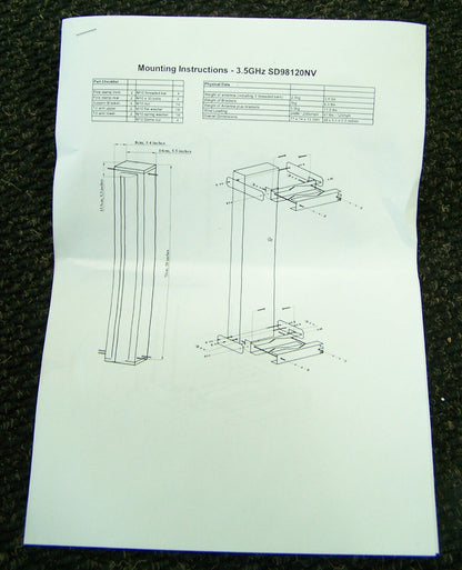 Stella Doradus High Performance Sector Antenna 35 SD98120NV 15dBi  3.3 - 3.6GHz