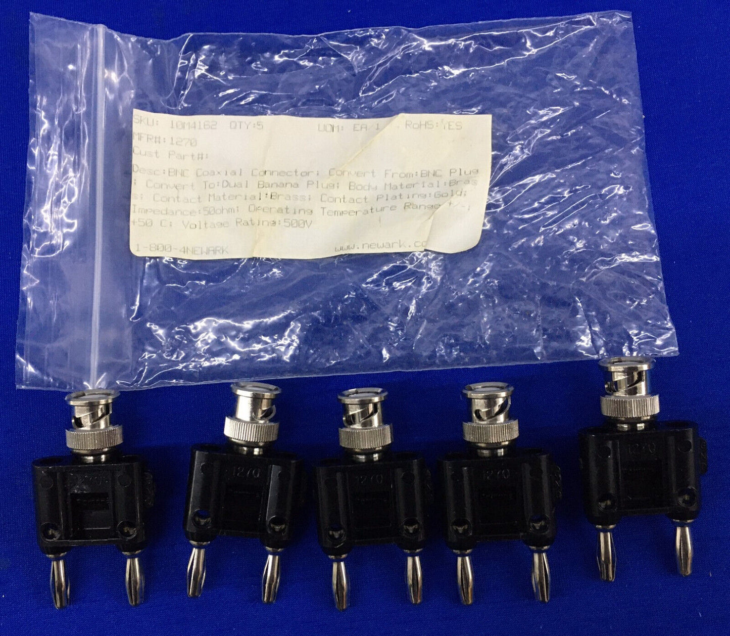 1 PKG Pomona Newark 1270 10M4162 BNC-Stecker auf doppelt stapelbaren Bananenstecker-Adapter