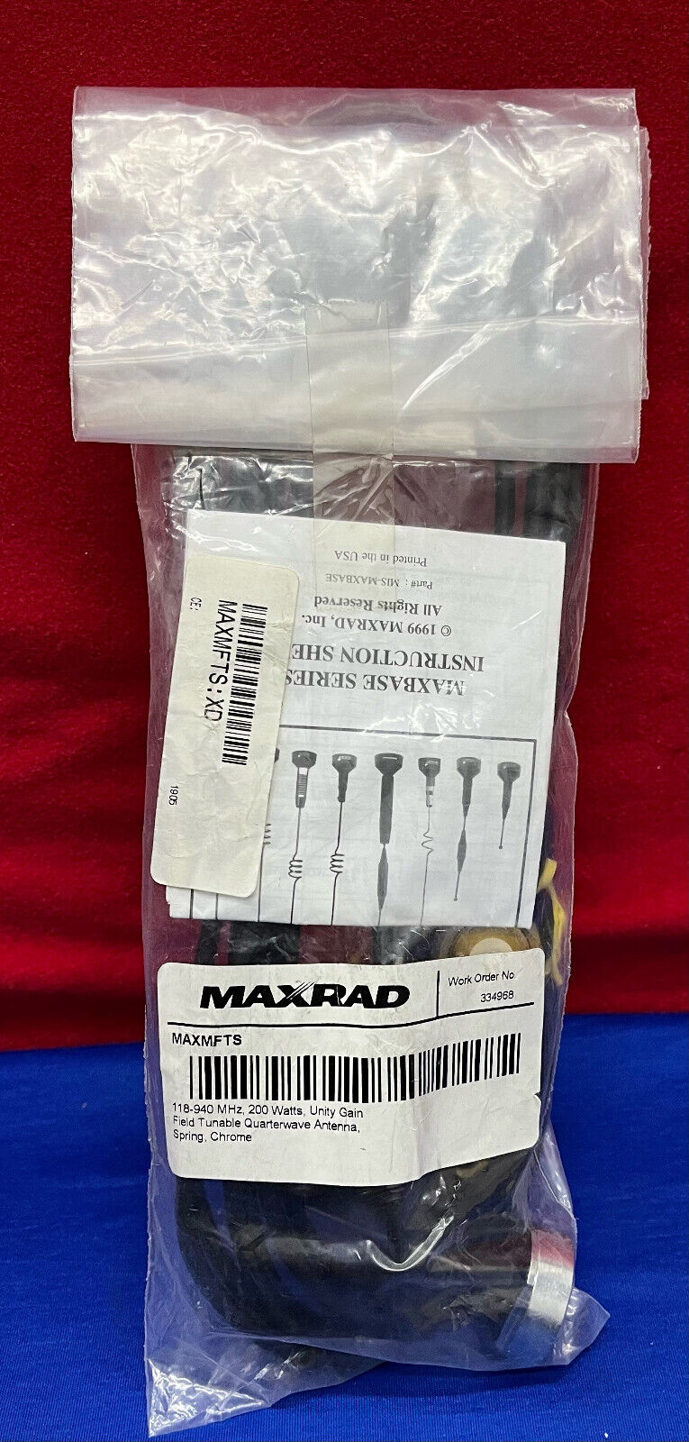 Antena de cuarto de onda sintonizable en campo con ganancia unitaria Maxrad MAXMFTS de 200 vatios