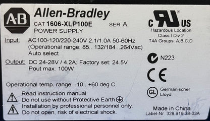 Allen Bradley AB 1606-XLP / 1606-XLP100E Ser A POWER SUPPLY DC 24-28V