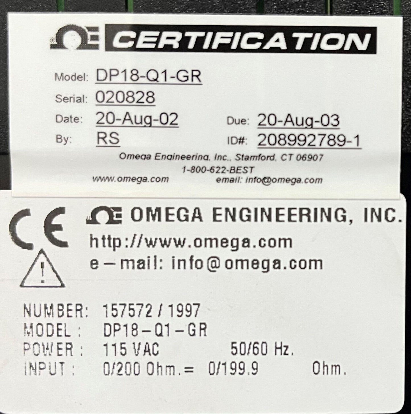 Omega DP18-Q1-GR-R2 Base Model DP18-Q Ohmmeter Digital Panel Meter