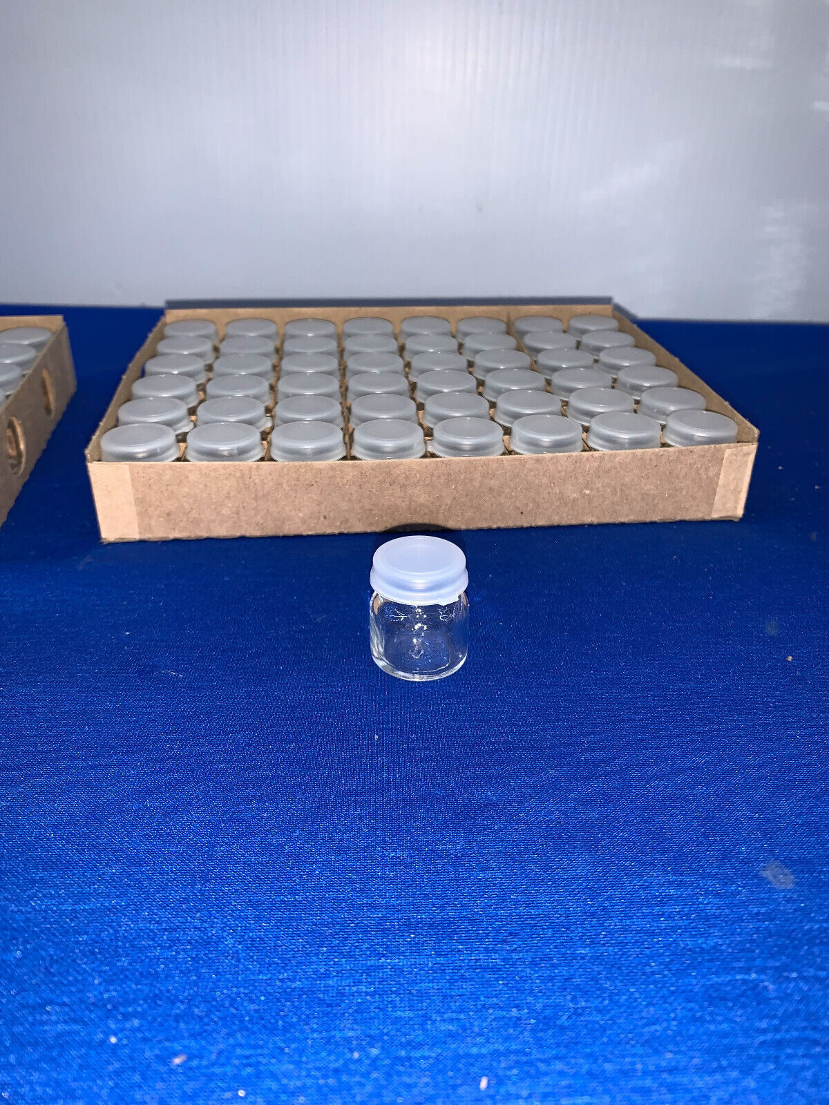 WHEATON 144 PIECE 4 ML SAMPLE BOTTLE CLEAR W/ PLASTIC SNAP CAP, 1 LOT OF 2 BOXES