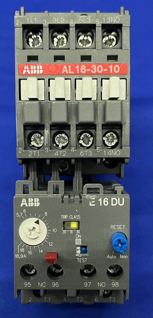 ABB AL16 AL16-30-10 &amp; E16DU THERMISCHES ÜBERLASTUNGSSTEUERRELAIS 