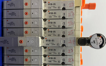 SMC SS5V1-1010983-03-1  STATION VALVE MANIFOLD BLOCK ASSEMBLY QTY 14 SV1100-5FU