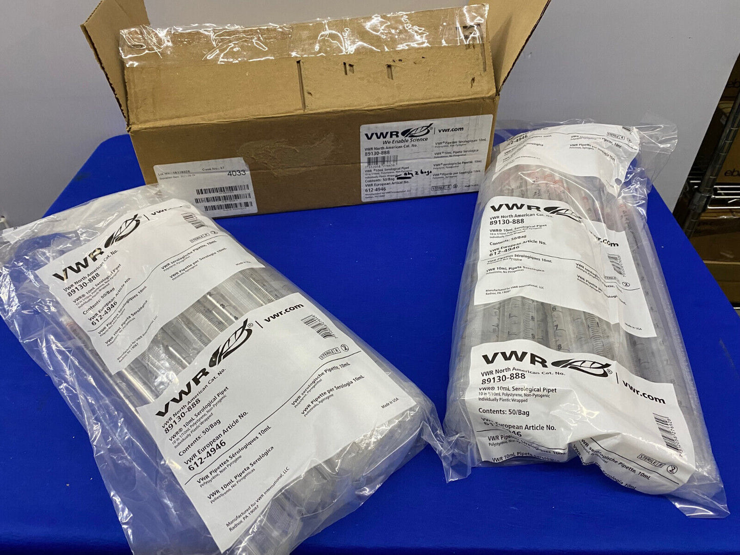 VWR 89130-888  10mL SEROLOGICAL PIPET - 1 BOX/QTY 2 BAGS/QTY 50 PIPETS EACH