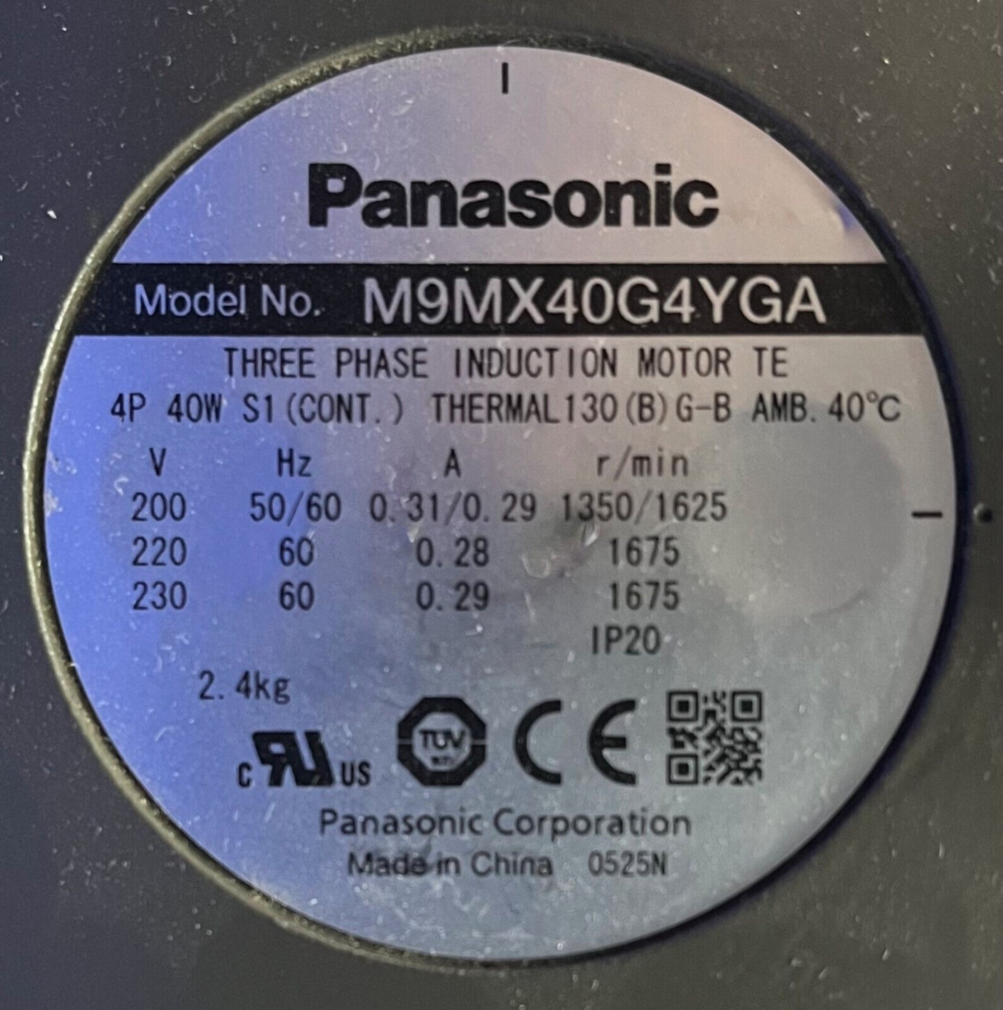 PANASONIC M9MX40G4YGA 3PH INDUCTION MOTOR/G-SERIES VARIABLE SPEED MICRO-INVERTER