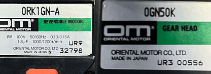 ORIENTAL MOTOR REVERSIBLE MOTOR 0RK1GN-A & GEARHEAD 0GN50K