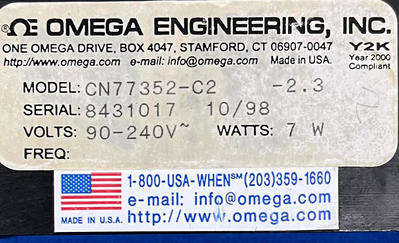 OMEGA CN77352-C2 CONTROLLER 90-240V 7W