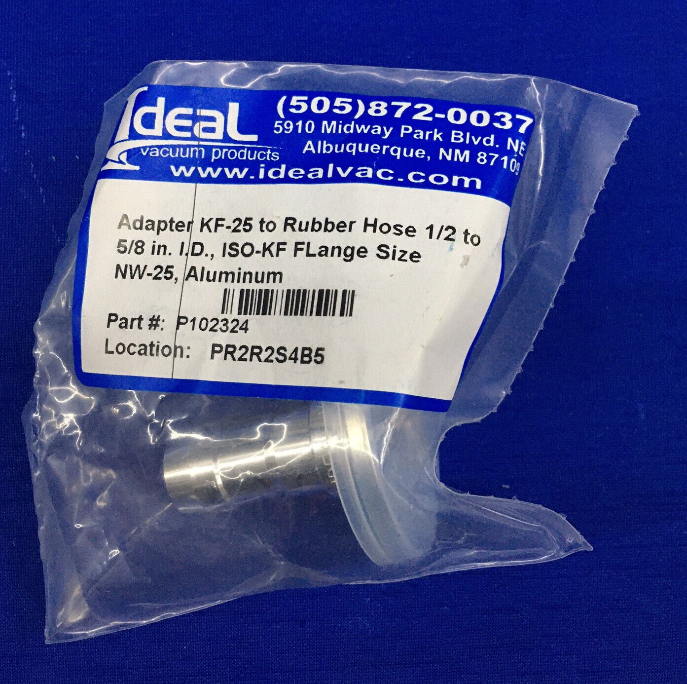 IDEAL VACUUM PRODUCTS P102324 ADAPTER KF-25 AUF GUMMISCHLAUCH 1/2 BIS 5/8 ZOLL