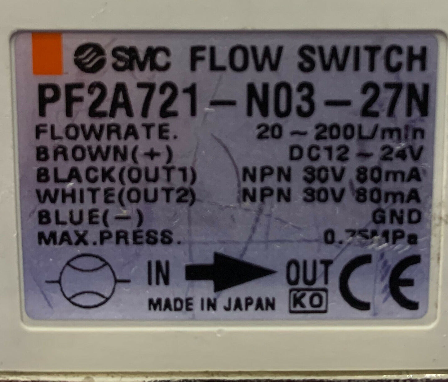 SENSOR DE INTERRUPTOR DE FLUJO SMC PF2A721-N03-27N