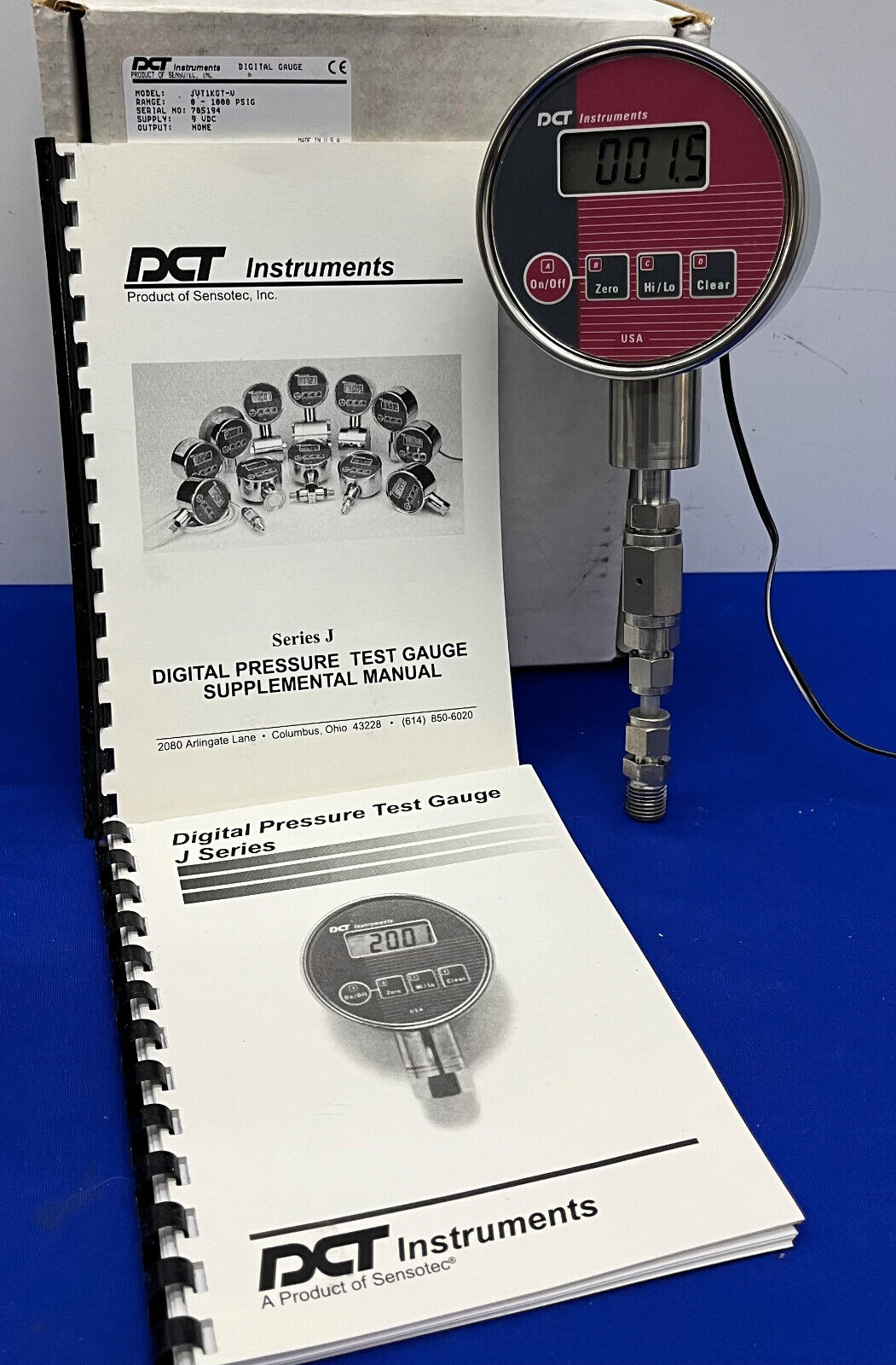 DCT INSTRUMENTS DIGITAL PRESSURE GAUGE PSIG 0-1000 JVT1KGT-V JV SERIES