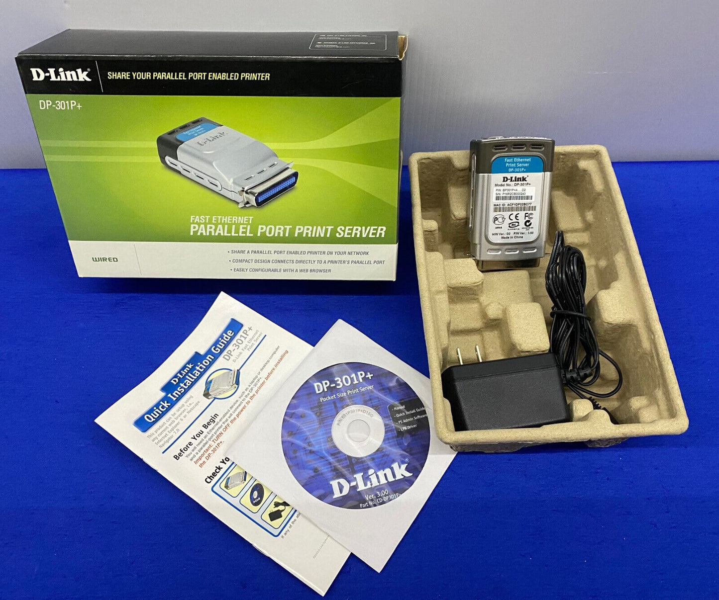 D-LINK ®  DP-301P+ FAST ETHERNET PARALLEL PORT PRINT SERVER