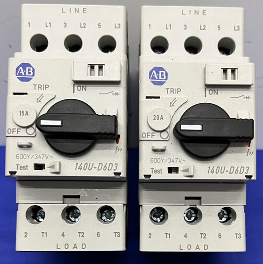 DISYUNTOR DE CIRCUITO AB DE ALLEN BRADLEY - 1 LOTE DE 1 UNIDAD - 140UD6D3C20 Y 140UD6D3C15