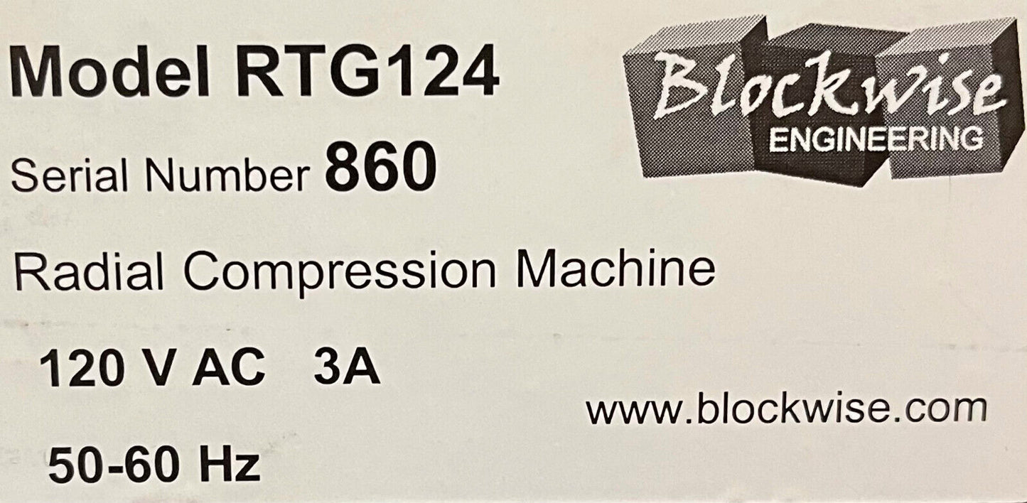 BLOCKWISE ENGINEERING RADIAL COMPRESSION CRIMPER MACHINE RTG124 120VAC 3A