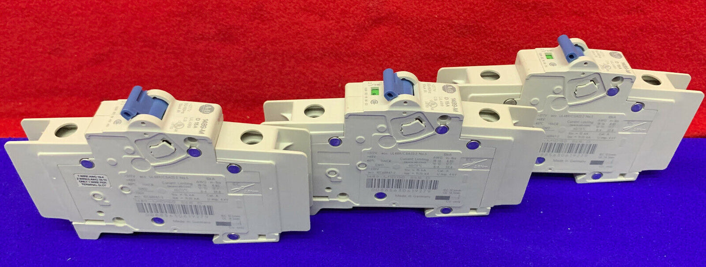 QTY 3 - Allen-Bradley 1489-M / 1489-M1D150 SER D CIRCUIT BREAKERS