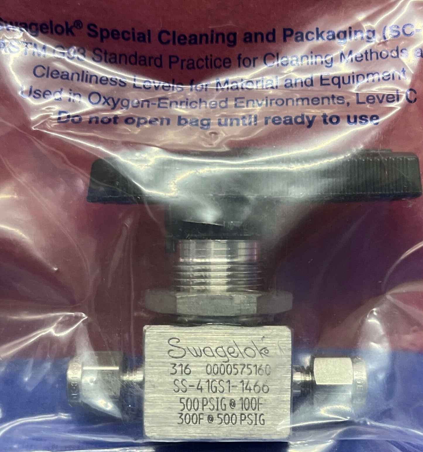 Swagelok SS-41GS1-1466 SS 1 Piece 40G Series Ball Valve 500PSIG  100F/300F 500