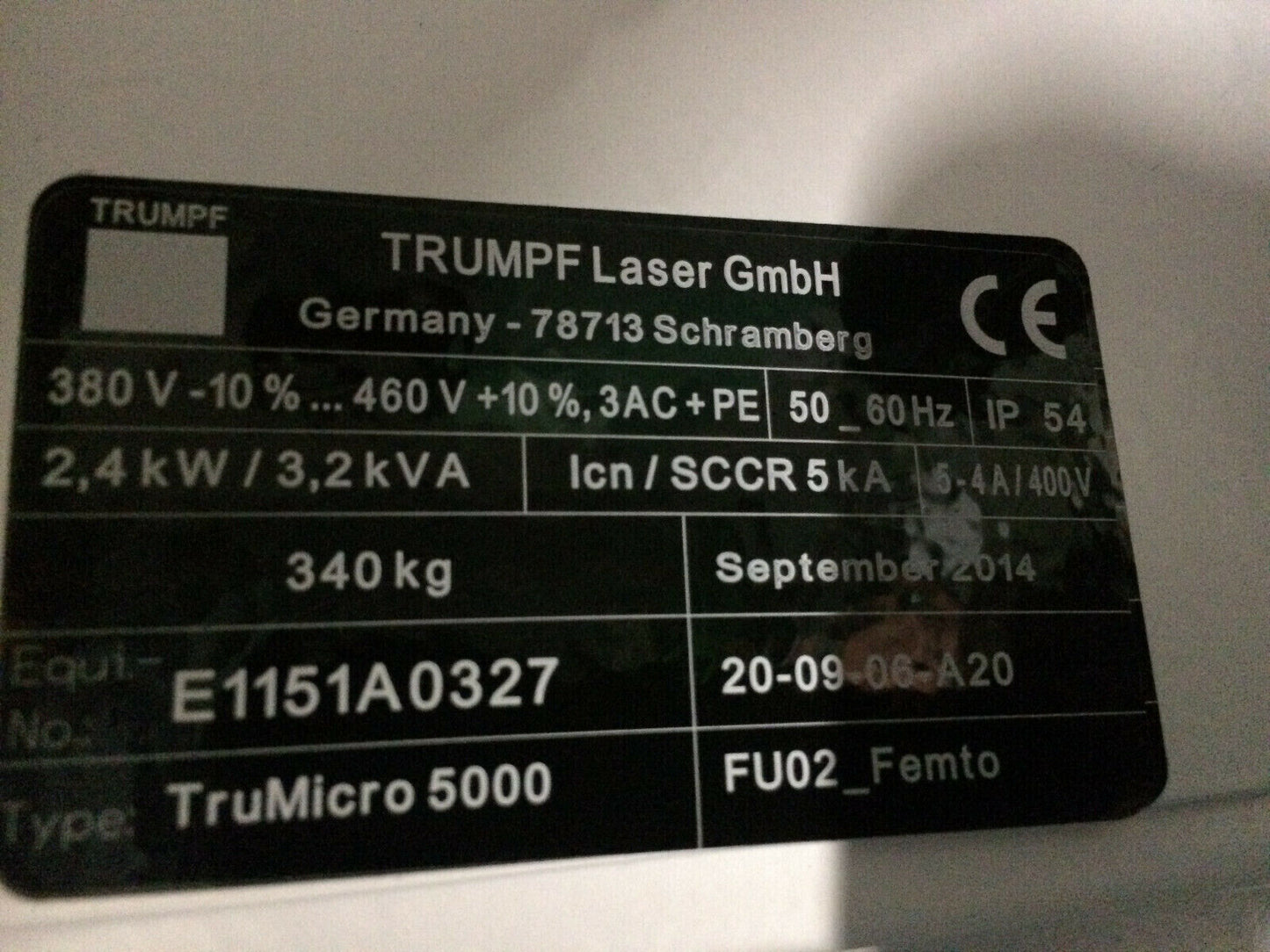 TRUMPF TRUMICRO 5000 LÁSER TRUMICRO 5000 FU02_FEMTO