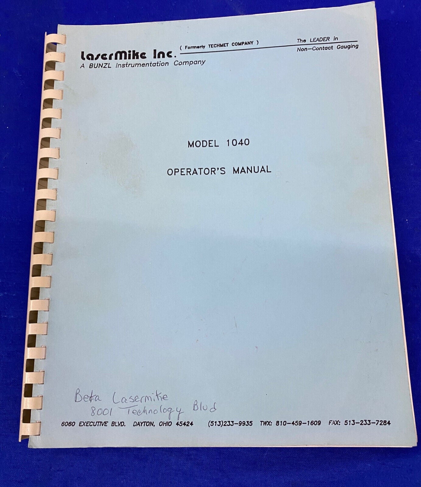 LASERMIKE OPERATOR'S MANUAL FOR MODELS 1040, 162-00/90924  & 59-00/90471