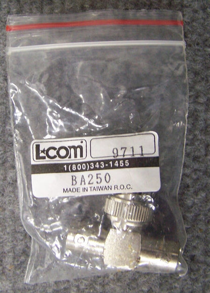 L-COM LCOM BA250 / 9711 COAXIAL T ADAPTER CONNECTOR BNC FEMALE / MALE / FEMALE