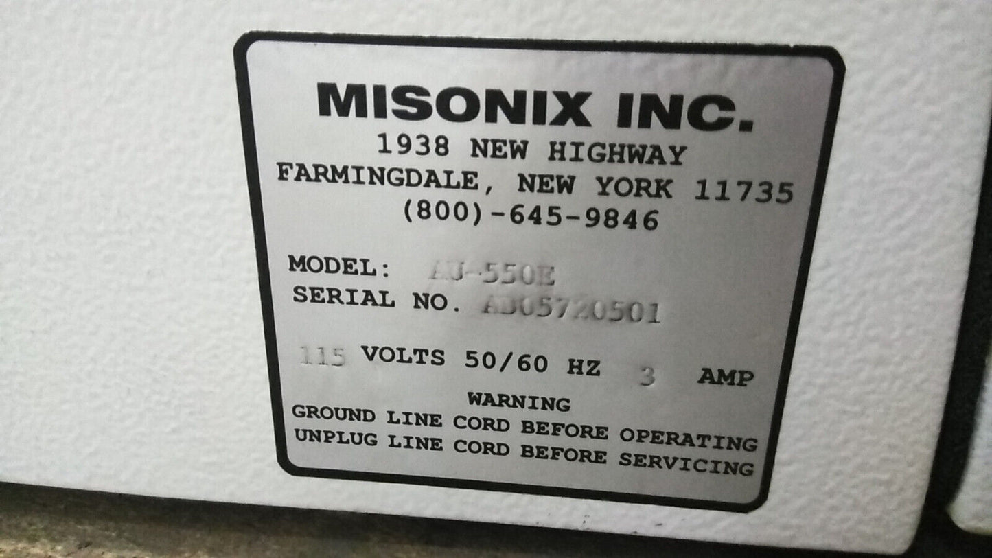 MISONIX AU-550E FUMEHOOD 115V 50/60HZ 3AMP Parts / Repair Needs Filters & SENSOR