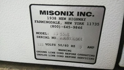 CAMPANA DE EXTRACCIÓN DE GASES MISONIX AU-550E 115 V 50/60 HZ 3 AMP Repuestos/Necesidades de reparación Filtros y SENSORES 