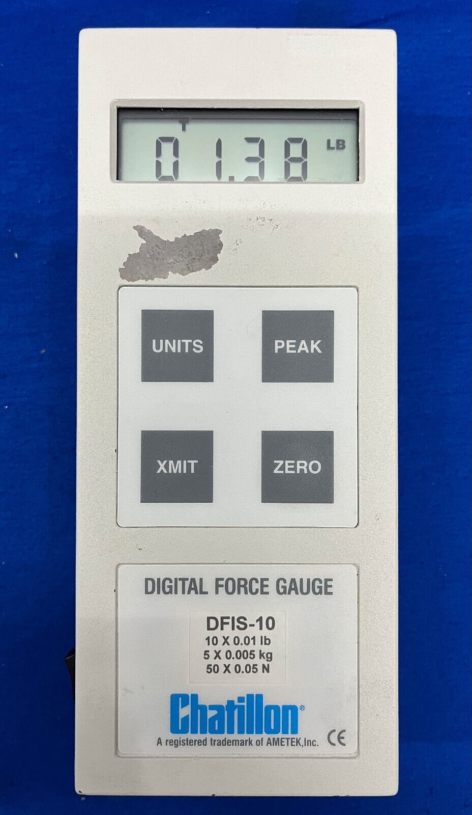 CHATILLON®  10x0.01LB DFIS-10 DIGITAL FORCE GAUGE w/3 ACCESSORIES & POWER SUPPLY