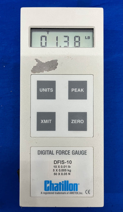 CHATILLON®  10x0.01LB DFIS-10 DIGITAL FORCE GAUGE w/3 ACCESSORIES & POWER SUPPLY