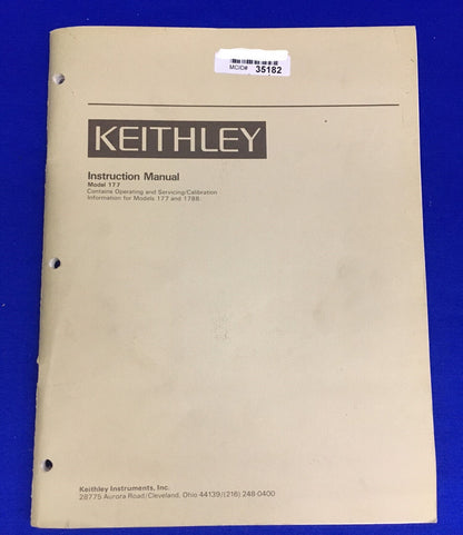 MANUAL DE INSTRUCCIONES DE KEITHLEY MODELO 177 OPERACIÓN Y MANTENIMIENTO DE LOS MODELOS 177 Y 1788