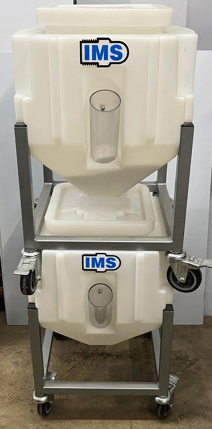 IMS PORTABLE RESIN BINS #137951 2.3 CU FT STACKABLE W/ LID & WHEELS  1 LOT QTY 2